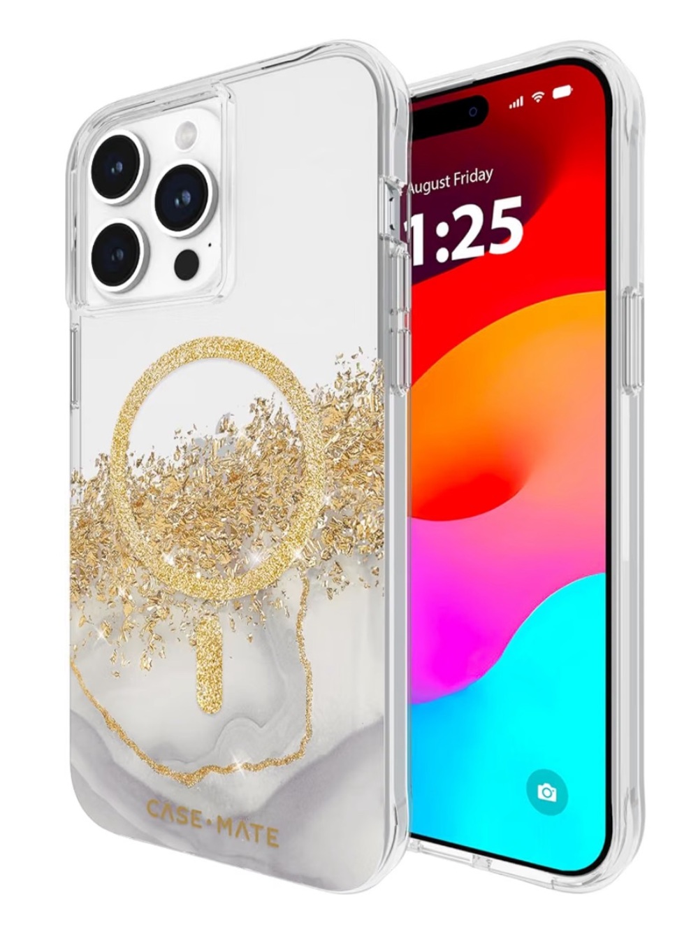 Case-Mate iPhone 15 Pro Max Case - MagSafe Phone Case - Karat Marble Gold